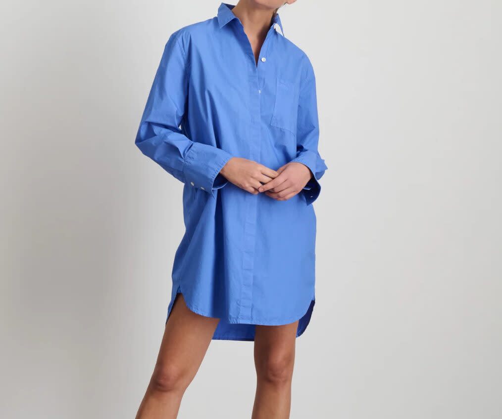 Alex Mill Belle Shirt Dress in Paper Poplin.