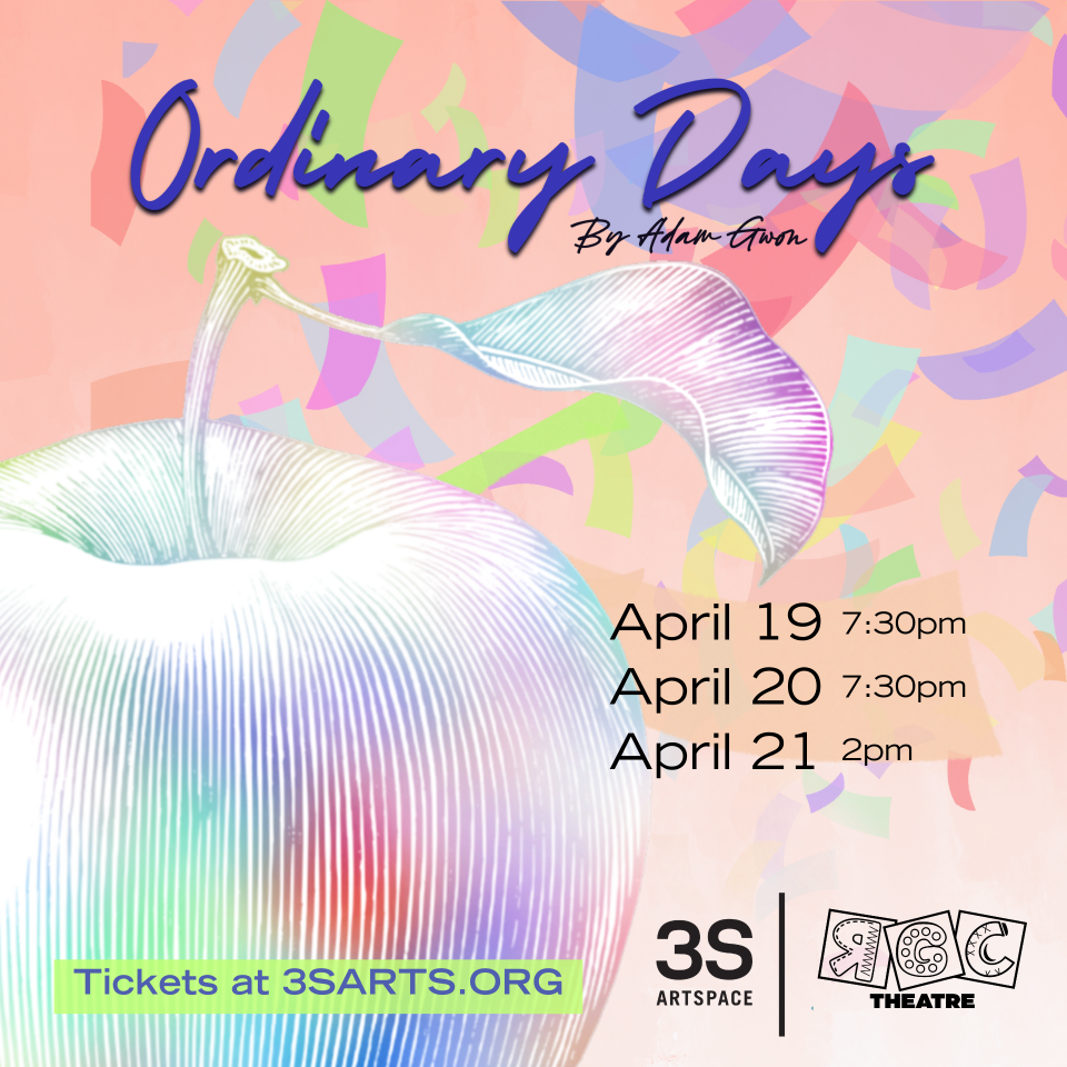RGC Theatre and 3S Artspace announce the upcoming limited run of Adam Gwon's acclaimed musical, Ordinary Days, at 3S Artspace.