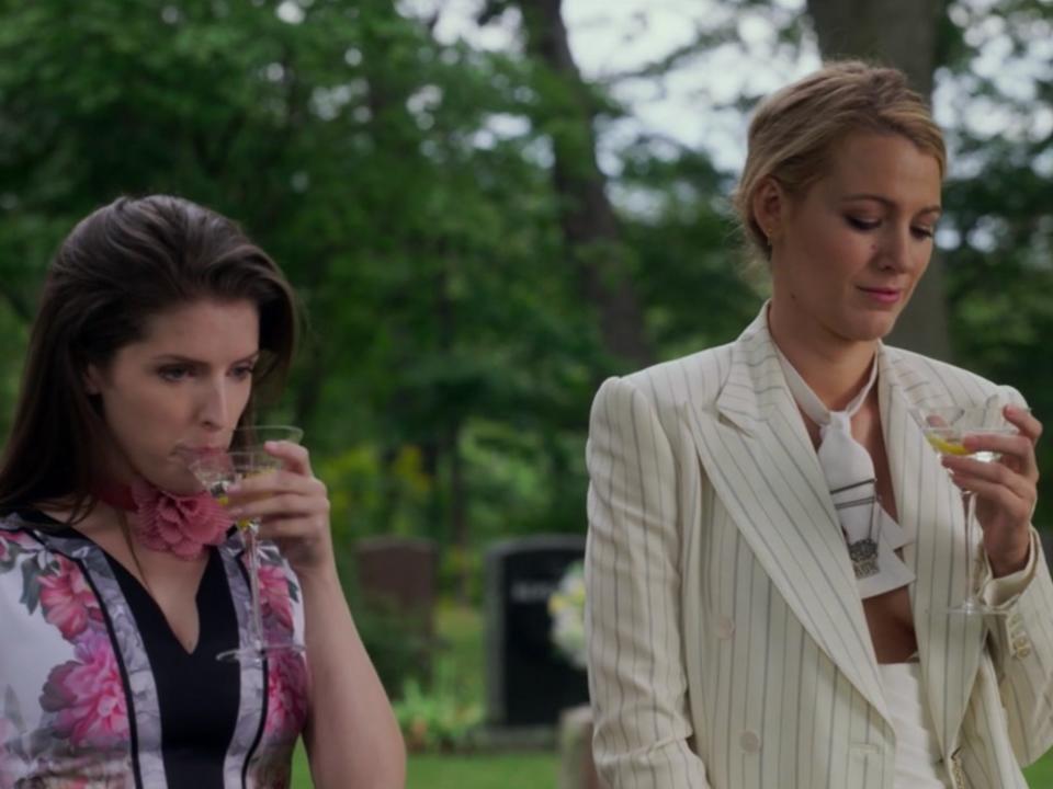 a simple favor white suit