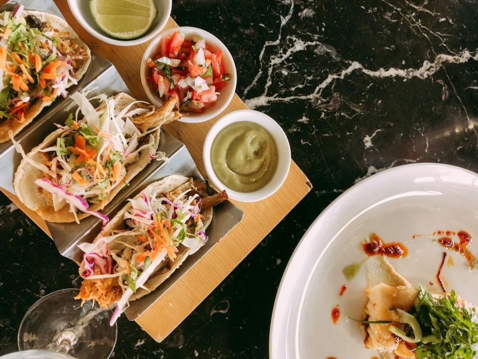 The cuisine of Los Cabos is fresh and delectable, learn more about how the food contributes to visitors overall wellness. 
pictured: a vibrant and tasty looking tacos from Los Cabos 