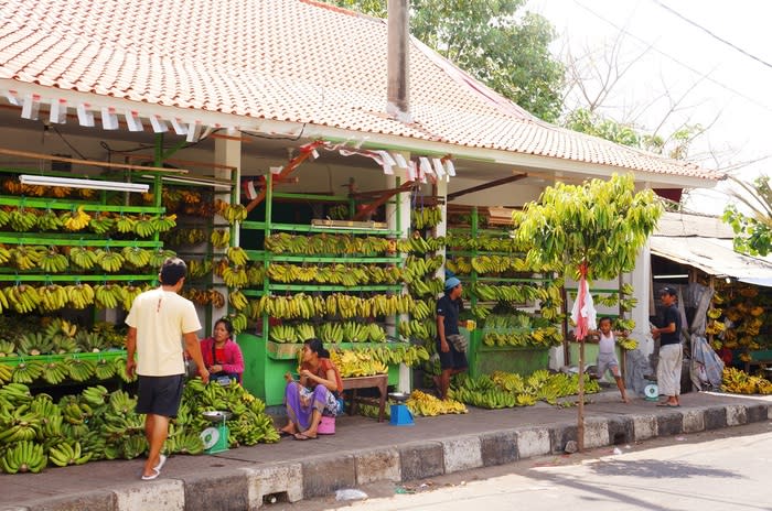 They're everywhere: Weeks before the Galungan celebration, the market will be full of kiosks selling bananas. (