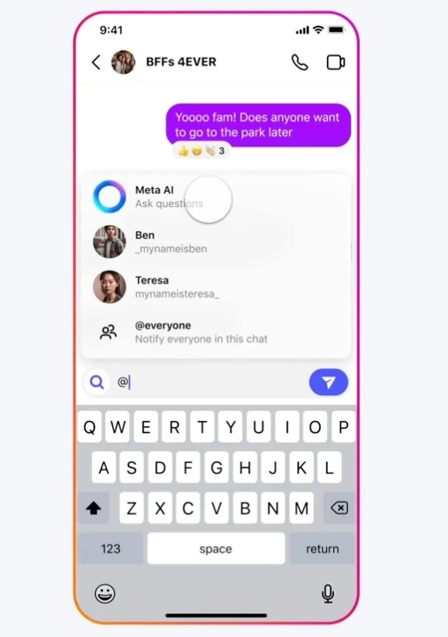 Meta AI 在Instagram上使用情形.jpg 圖/螢幕截圖