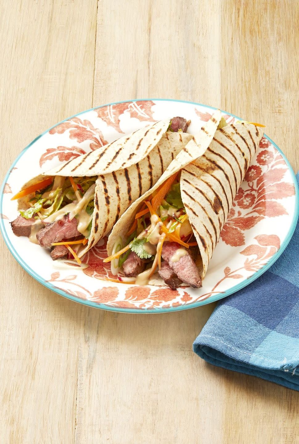 Grilled steak wrap with peanut sauce