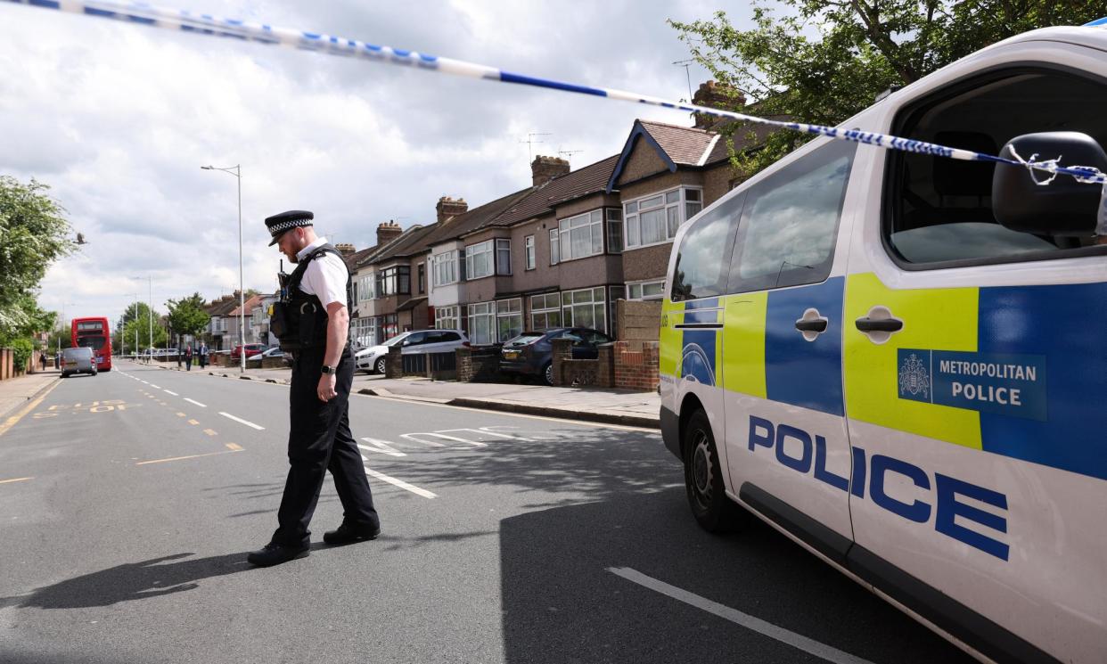 <span>Police were called on Tuesday after a vehicle was reported to have collided with a house in Hainault, east London.</span><span>Photograph: Adrian Dennis/AFP/Getty Images</span>