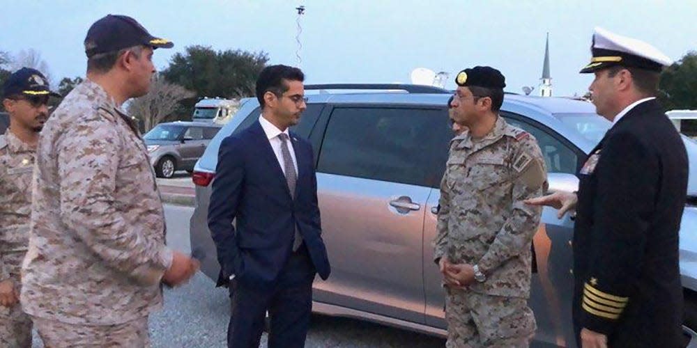 Saudi Arabia Defense Attache Major General Fawaz Al Fawaz arrives to meet with Saudi students in Pensacola