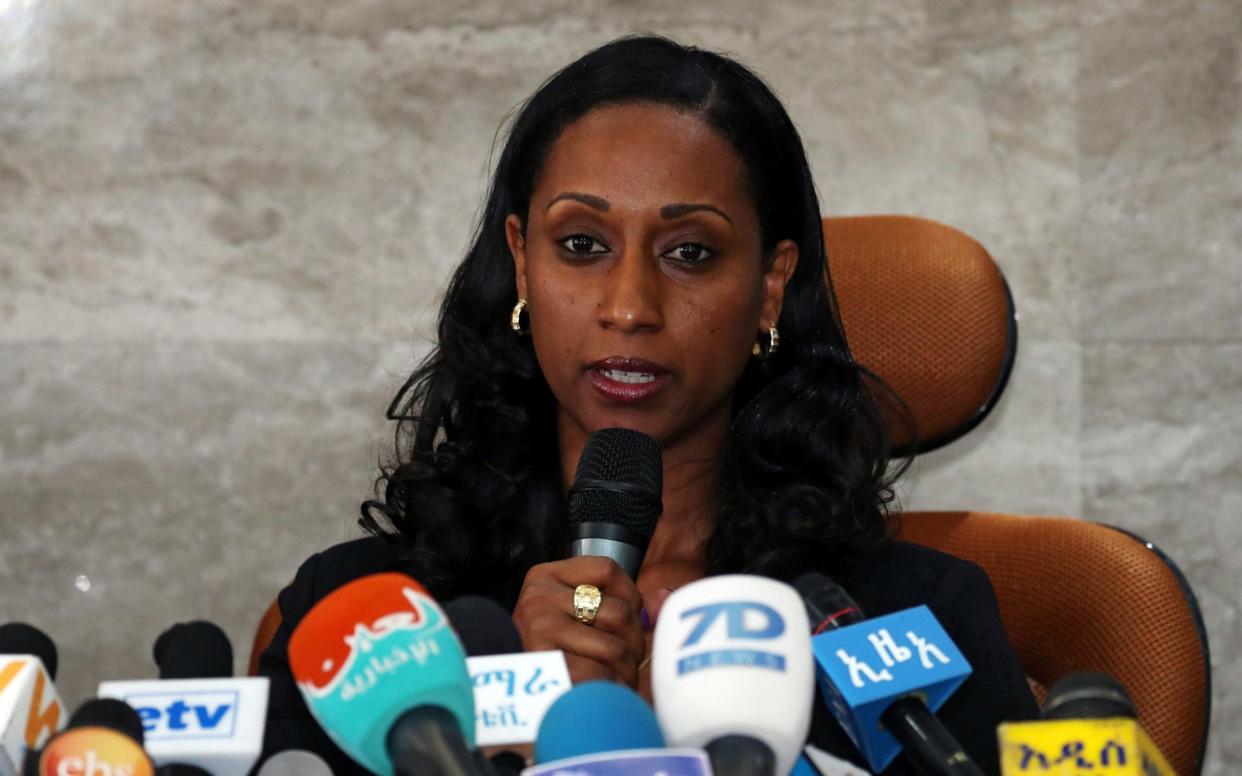 Ethiopian transport minister Dagmawit Moges addresses a news conference - REUTERS