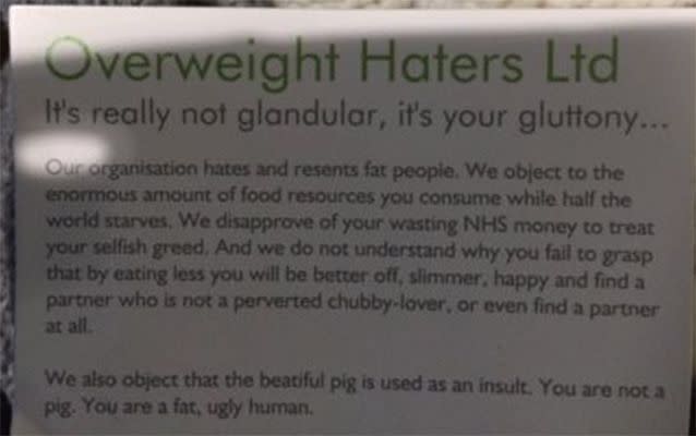 LOW BLOW: 'Haters' card. Photo: Supplied