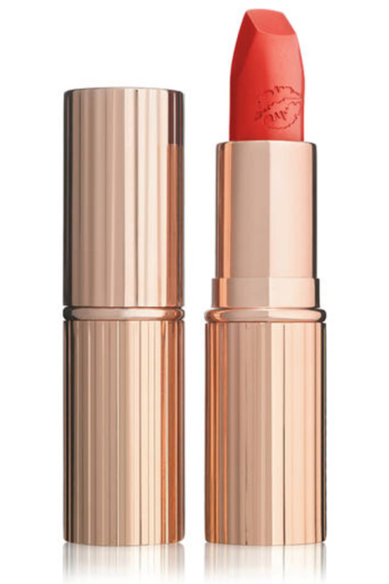 <p><strong>Charlotte Tilbury</strong> Hot Lips in <em>Tell Laura</em>, $34, nordstrom<span>.com</span>.</p><p><a rel="nofollow noopener" href="http://shop.nordstrom.com/s/charlotte-tilbury-hot-lips-lipstick/4421394?origin=category-personalizedsort" target="_blank" data-ylk="slk:SHOP;elm:context_link;itc:0;sec:content-canvas" class="link ">SHOP</a><br></p>