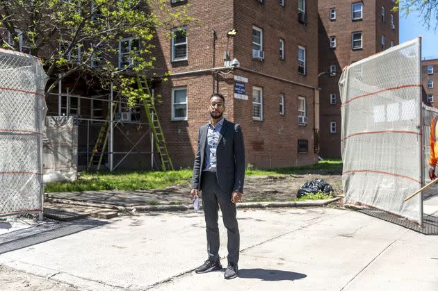 Antonio Reynoso, co-founder of the New Kings Democrats, at the Red Hook Houses, Mar. 6, 2021. (Photo: Hiram Alejandro Durán/THE CITY)