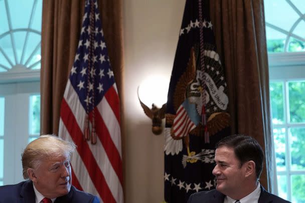 PHOTO: U.S. President Donald Trump (L) talks to Arizona Gov. Doug Ducey (R) during a working lunch with governors at the White House June 13, 2019 in Washington, DC. (Photo by Alex Wong/Getty Images) (Alex Wong/Getty Images)