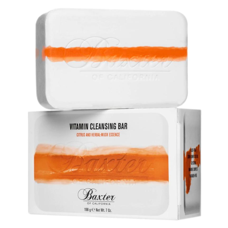 <p><a href="https://baxterofcalifornia.com/products/vitamin-cleansing-bar-citrus-herbal-musk" rel="nofollow noopener" target="_blank" data-ylk="slk:Shop Now;elm:context_link;itc:0;sec:content-canvas" class="link ">Shop Now</a></p><p>Vitamin Cleansing Bar </p><p>baxterofcalifornia.com</p><p>$20.00</p><span class="copyright">Courtesy of Retailer</span>