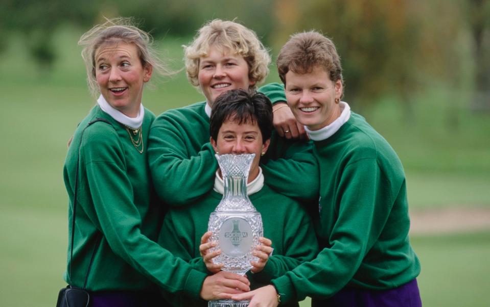 Kitrina Douglas, Laura Davies, Alison Nicholas, and Trish Johnson after winning the 1992 Solheim Cup - Laura Davies: ‘The Solheim Cup has exploded – it is the biggest week in women’s golf’