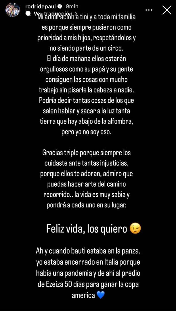 Rodrigo de Paul rompió el silencio tras la canción en la que Tini habla sobre su relación (Foto: Instagram @rodridepaul)