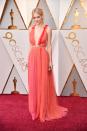 <p>Aussie actress Samara Weaving wears peach sheer dress designed by Schiaparelli Couture.</p>