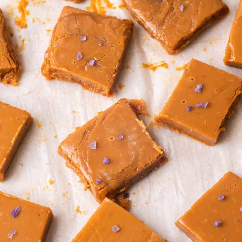 <p>Persnickety Plates</p><p>Yep, fudge can be made in the slow cooker too.</p><p><strong>Get the recipe: <a href="https://www.persnicketyplates.com/salted-caramel-fudge/" rel="nofollow noopener" target="_blank" data-ylk="slk:Crock Pot Salted Caramel Fudge;elm:context_link;itc:0;sec:content-canvas" class="link rapid-noclick-resp">Crock Pot Salted Caramel Fudge</a></strong></p>