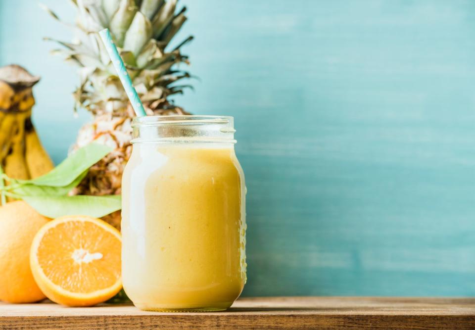 <p>This golden smoothie looks and tastes like sunshine in a glass, and it's a nutritional knockout to boot. The orange juice and pineapple are high in <a href="https://www.goodhousekeeping.com/health/diet-nutrition/g35351259/vitamin-c-foods/" rel="nofollow noopener" target="_blank" data-ylk="slk:vitamin C;elm:context_link;itc:0;sec:content-canvas" class="link ">vitamin C</a>, and the banana is a good source of potassium.</p><p>Get the <strong><a href="https://www.goodhousekeeping.com/food-recipes/a8861/pineapple-citrus-smoothie-ghk/" rel="nofollow noopener" target="_blank" data-ylk="slk:Pineapple-Citrus Smoothie recipe;elm:context_link;itc:0;sec:content-canvas" class="link ">Pineapple-Citrus Smoothie recipe</a></strong>. </p>