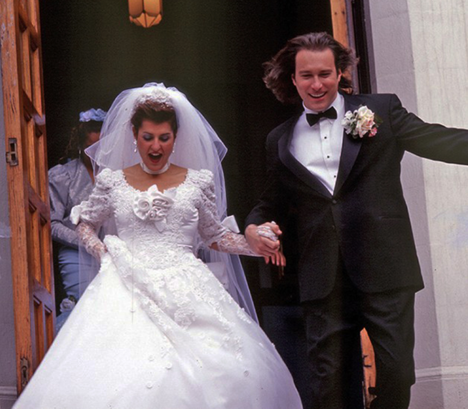 <p>Toula Portokalos was really hoping for a simple wedding ceremony and dress, but then her family got involved. That said, we quite liked the over-the-top frilly wedding dress Nia Vardalos wore in <em>My Big Fat Greek Wedding</em>.</p>