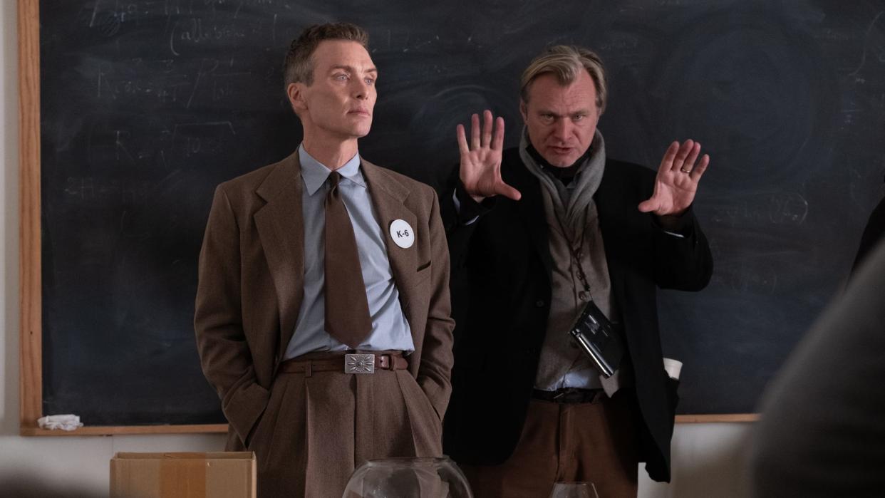  Cillian Murphy and Christopher Nolan on the set of Oppenheimer. 