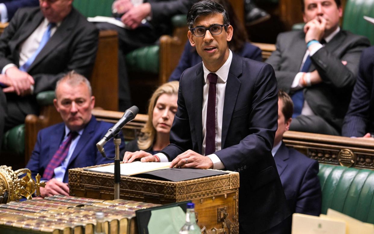 Rishi Sunak in the Commons - JESSICA TAYLOR/AFP
