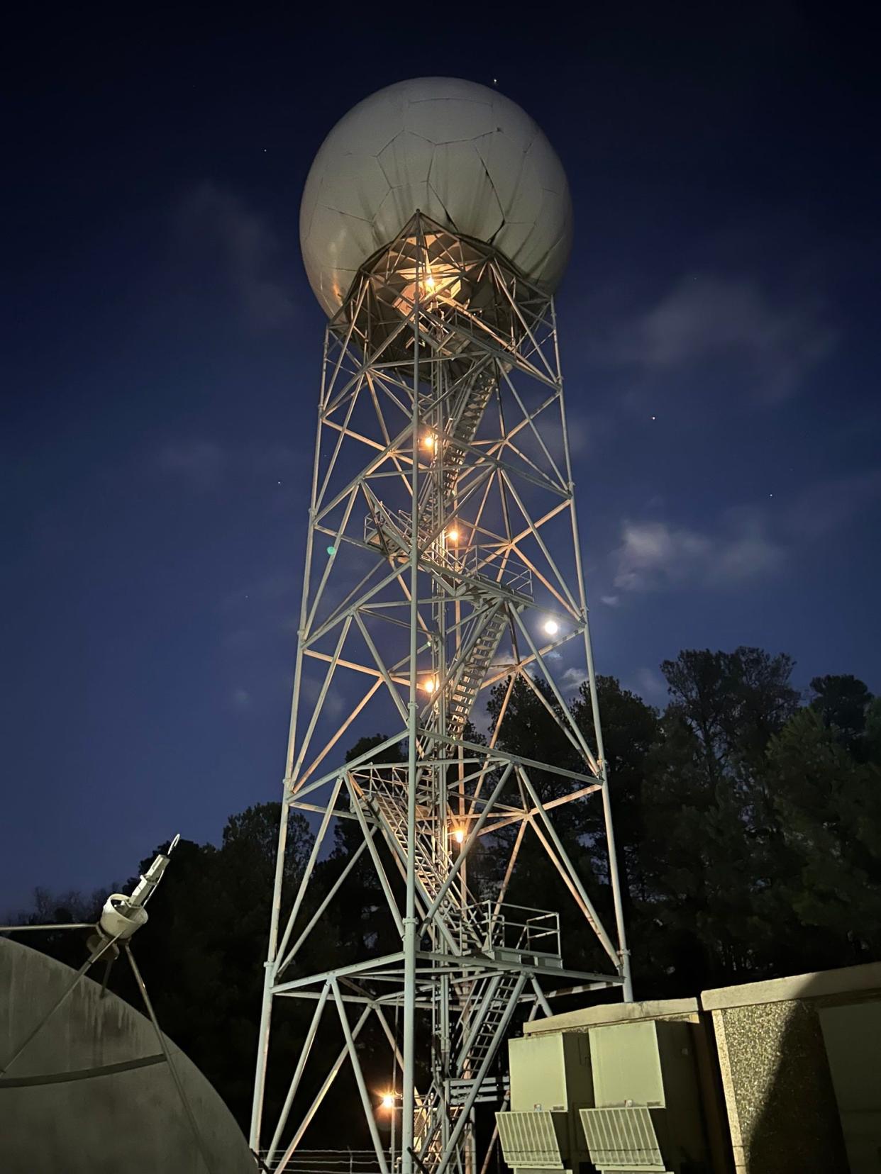 A radar tower at the US National Weather Service Greenville-Spartanburg airport location is currently offline after a gear that turns the antenna broke. The tower provides real-time weather data to most of Western North Carolina.