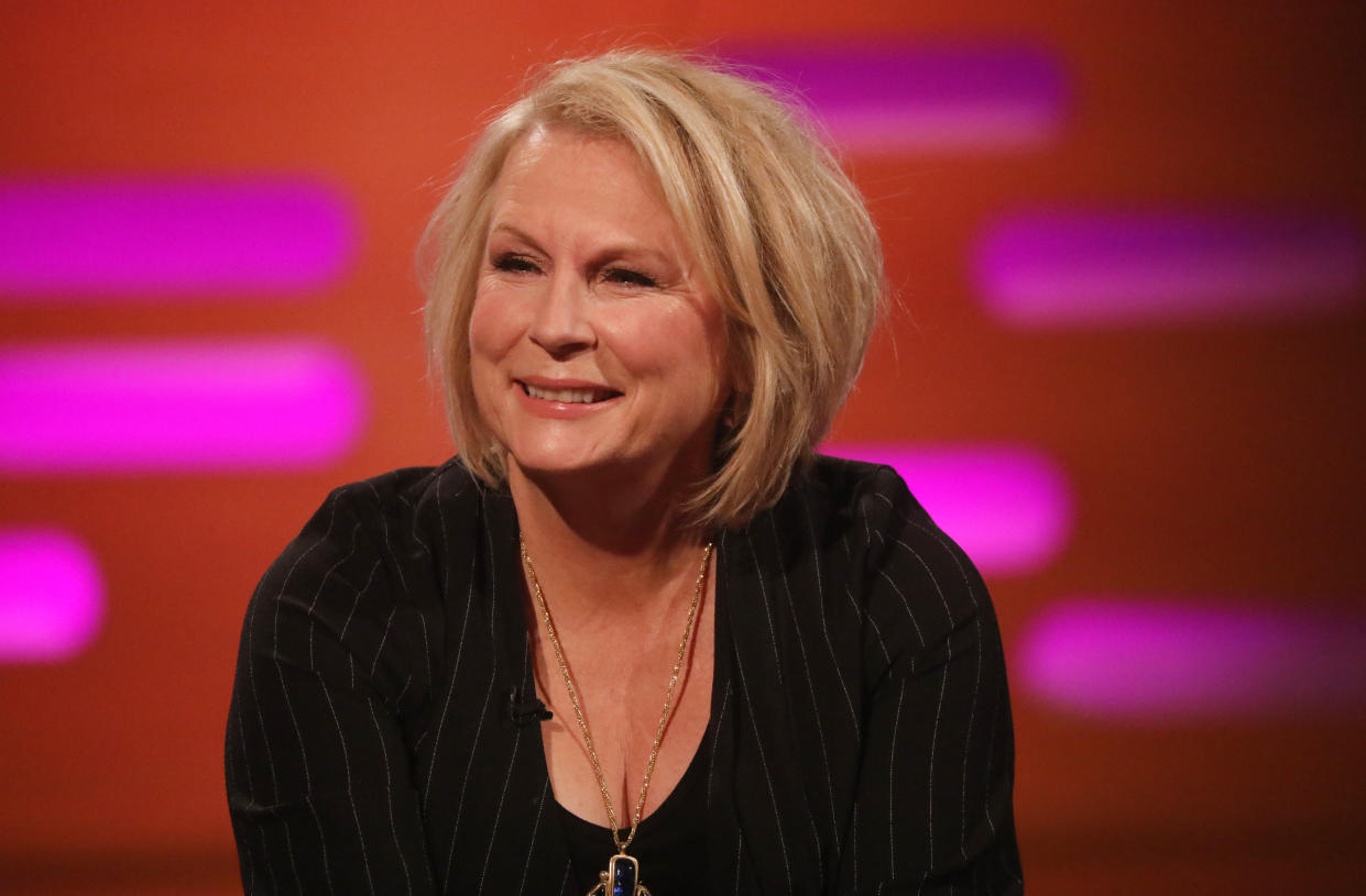 Jennifer Saunders during the filming for the Graham Norton Show at BBC Studioworks 6 Television Centre, Wood Lane, London, to be aired on BBC One on Friday evening. (Photo by Isabel Infantes/PA Images via Getty Images)