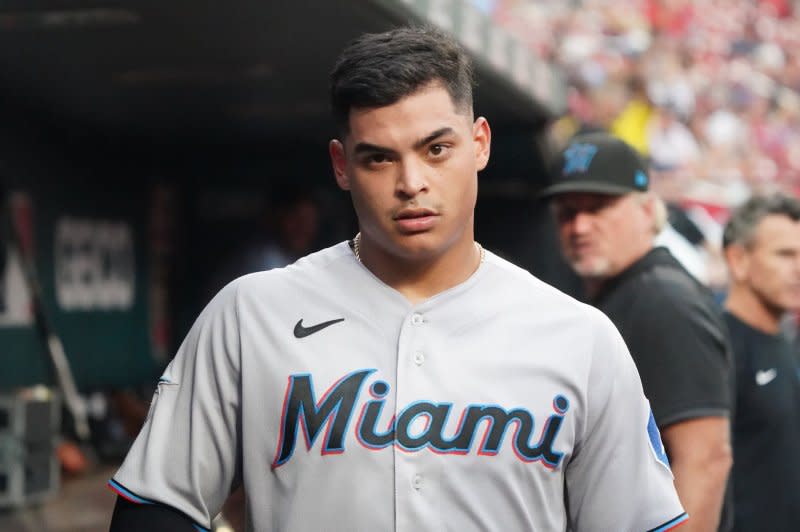 Miami Marlins starting pitcher Jesus Luzardo pitched six scoreless innings to beat the New York Mets on Friday in Miami. File Photo by Bill Greenblatt/UPI