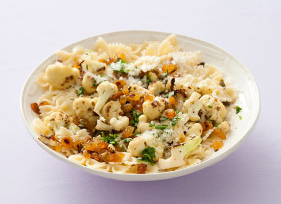 <strong>Get the <a href="http://www.huffingtonpost.com/2011/10/27/roasted-cauliflower-farfa_n_1057113.html">Roasted Cauliflower Farfalle Recipe</a></strong>