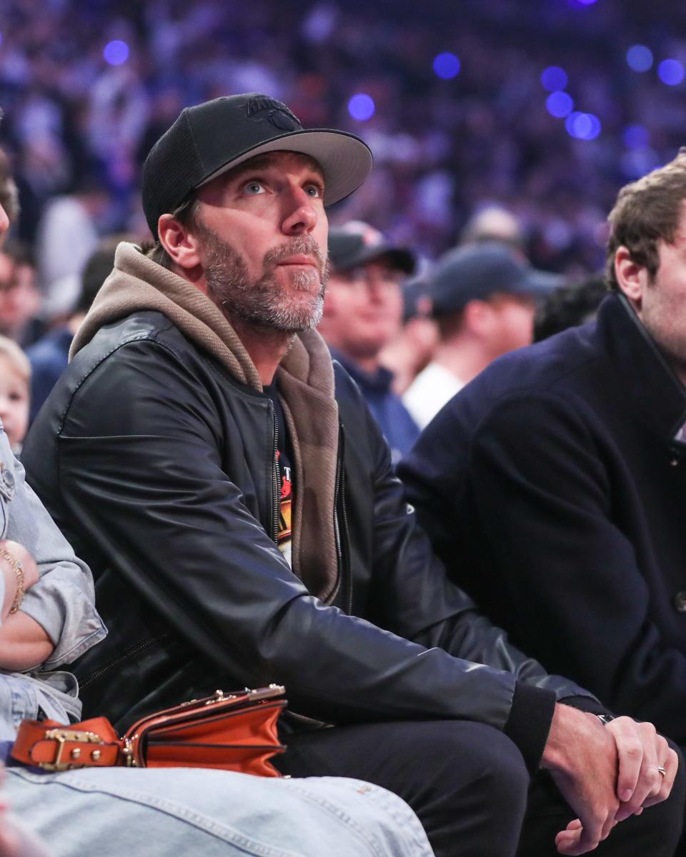 Former New York Rangers goaltender Henrik Lundqvist attends the NBA playoffs at Madison Square Garden.