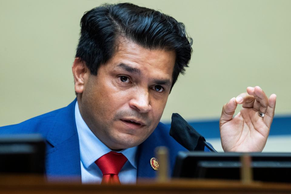 Rep. Jimmy Gomez (D-Calif.) plans to introduce a resolution to expel Taylor Greene from the House of Representatives. (Photo: TOM WILLIAMS via Getty Images)