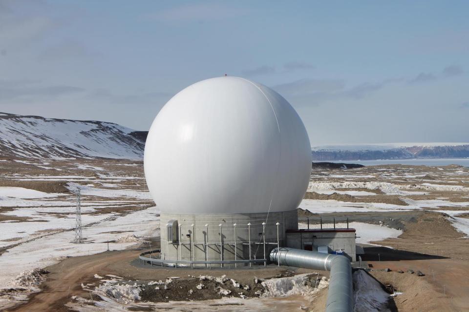 military tracking antenna at Thule Air Base in Greenland