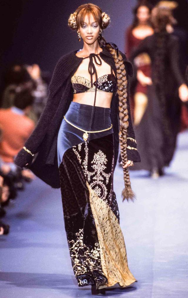 Tyra Banks walks the runway at the Yves Saint Laurent Ready to