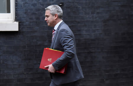 Britain's Secretary of State for Exiting the European Union Stephen Barclay arrives in Downing Street in London, Britain, January 15, 2019. REUTERS/Clodagh Kilcoyne