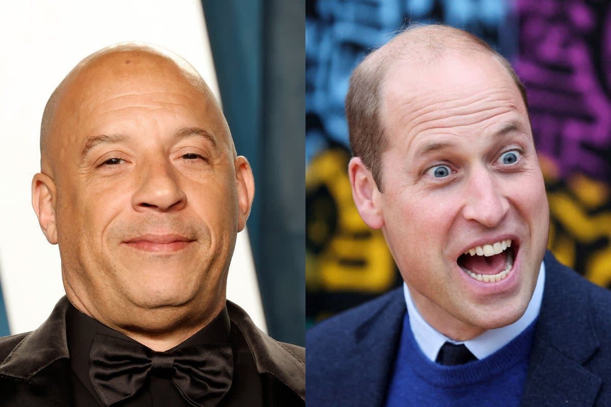 Vin Diesel has knocked two-time winner Prince William off the top spot of a list of hot bald celebrities  (Getty)
