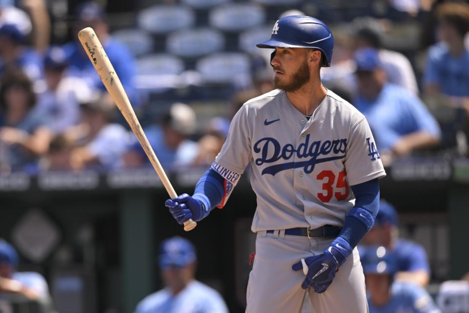 Dodgers' Cody Bellinger at bat against the Kansas City Royals.