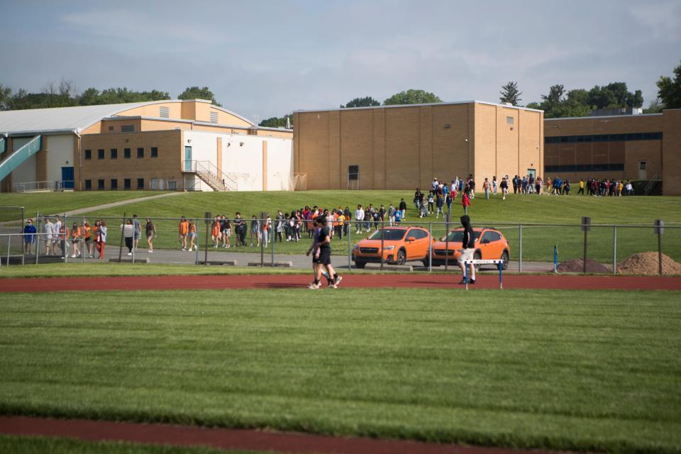Students at Brandywine High School walk out in protest of gun violence Thursday, June 2, 2022.