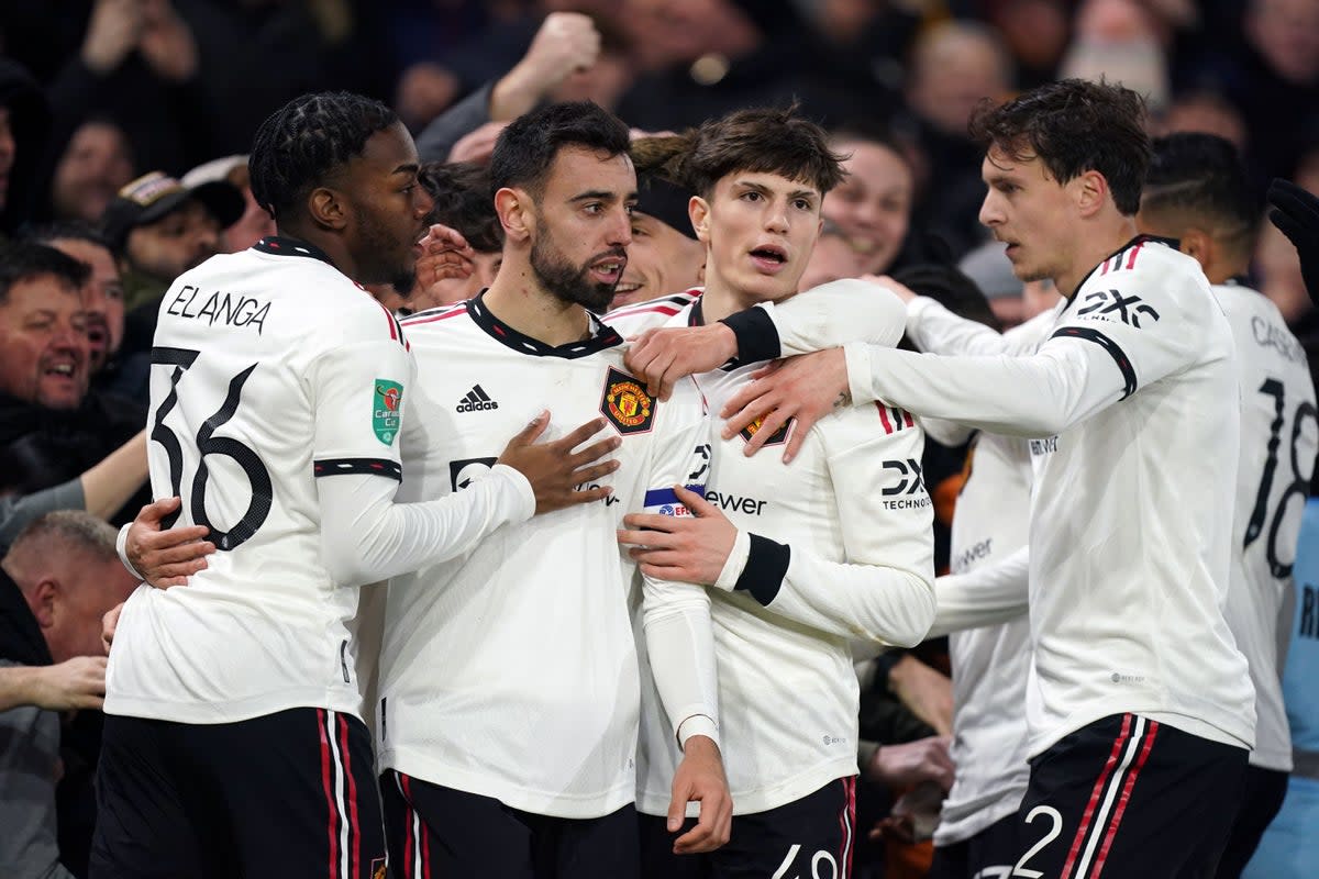 Manchester United celebrate against Nottingham Forest (Mike Egerton/PA) (PA Wire)