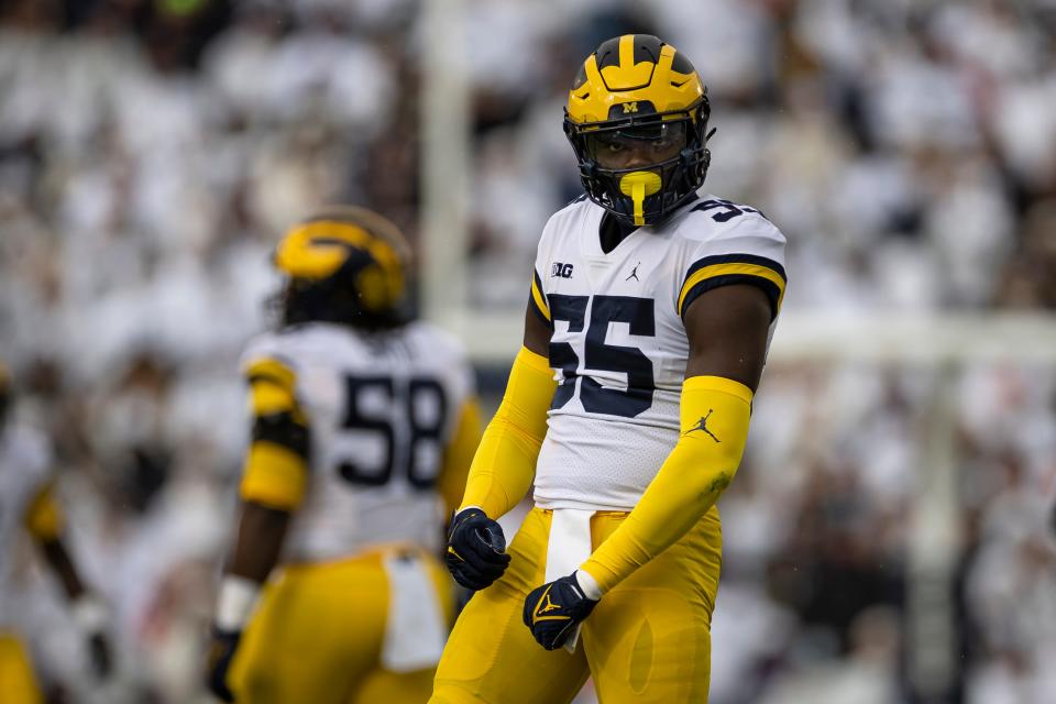 Michigan's David Ojabo has 10 sacks and has forced five fumbles this season.