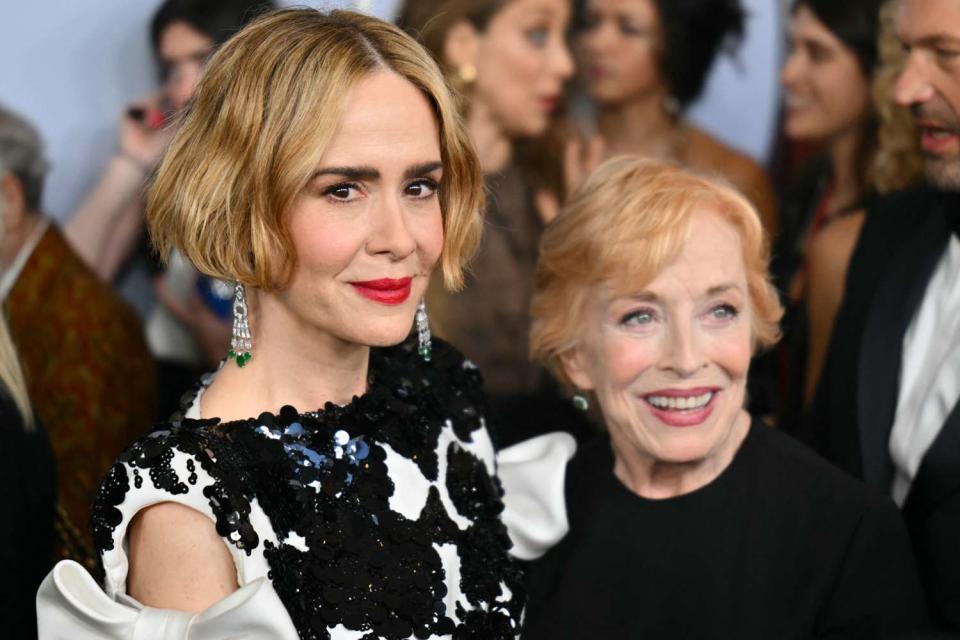 <p>ANGELA WEISS/AFP via Getty </p> Sarah Paulson and Holland Taylor at the Tony Awards June 16