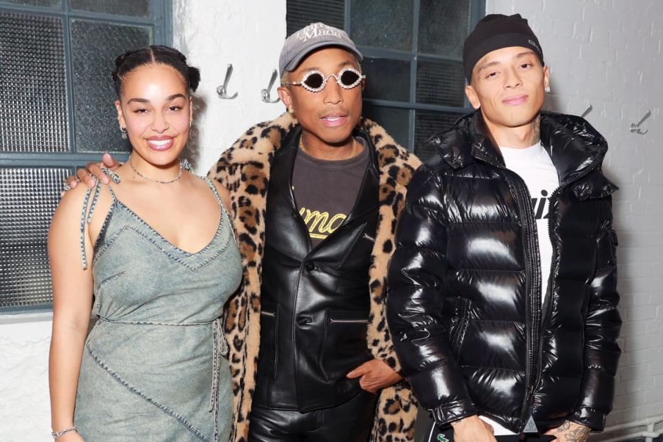 Pharrell Williams Hosts Friendsgiving Dinner with Humanrace and Selfridges: Jorja Smith, Pharrell Williams and Central CEE (Dave Benett/Getty Images for Selfridges)