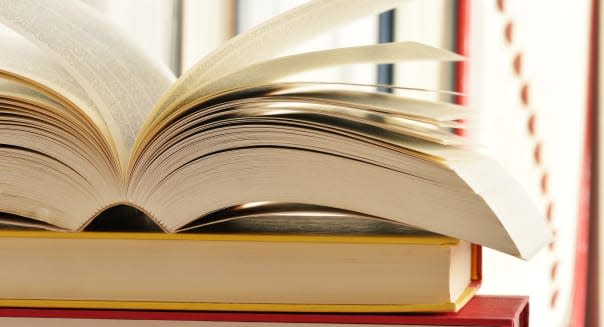 composition with stack of books