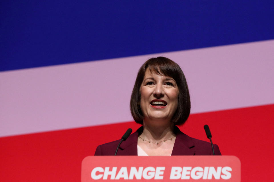 FILE PHOTO: Britain's Chancellor of the Exchequer Rachel Reeves delivers her keynote speech at Britain's Labour Party's annual conference in Liverpool, Britain, September 23, 2024. REUTERS/Temilade Adelaja/File Photo