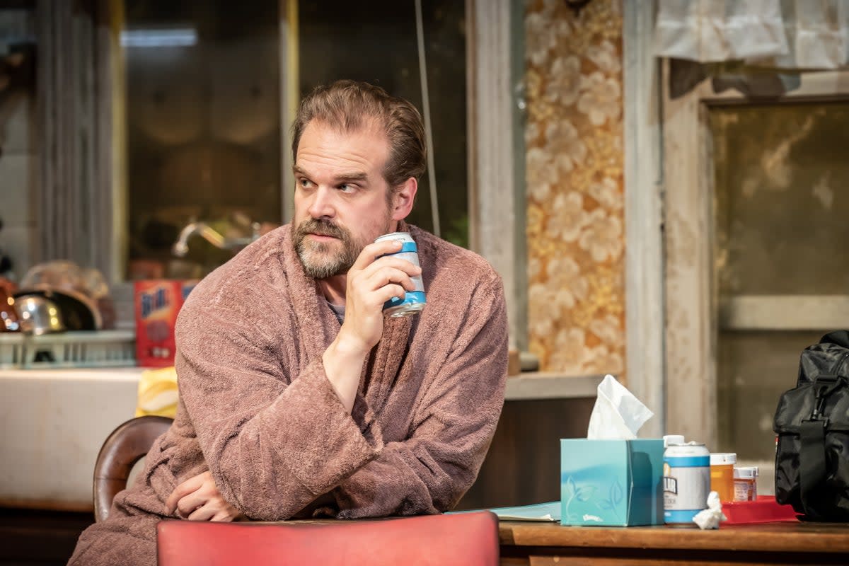 David Harbour as put-upon son Michael in ‘Mad House' (Marc Brenner)