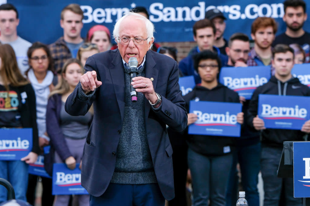 After experiencing chest pains during a campaign event in Las Vegas, presidential candidate Bernie Sanders was treated by doctors for a blocked artery and had two stents inserted. (Photo: Preston Ehrler/SOPA Images/LightRocket via Getty Images)