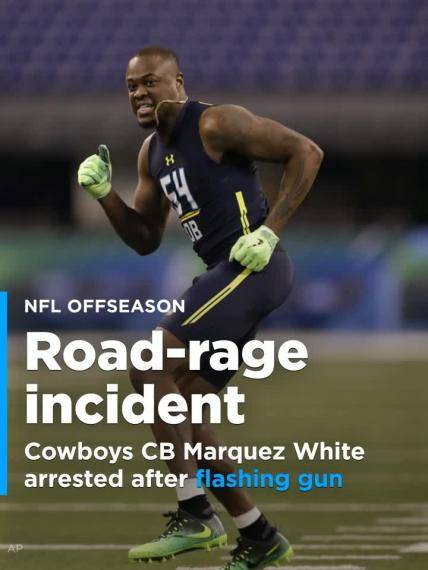 Cowboys CB Marquez White arrested after flashing gun in road-rage incident