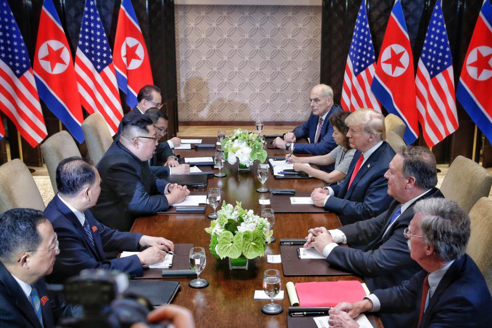 The delegates also sat down across the negotiating table (Picture: Getty)