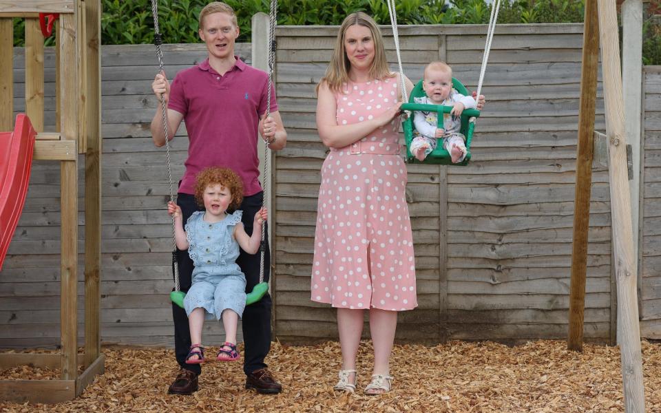 Toby and Leah Evans photographed with daughters Arabella and Aurora at their home in Dorset. - John Lawrence