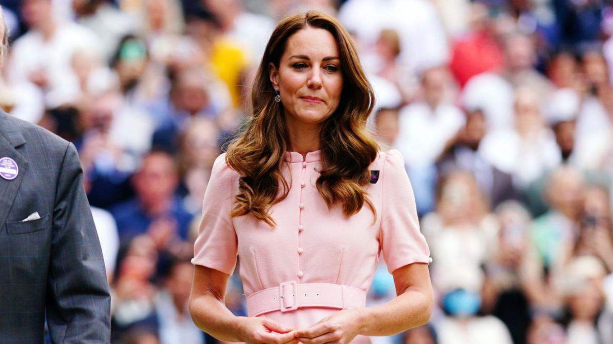 Catherine Duchess of Cambridge prepares for the presentation ceremony