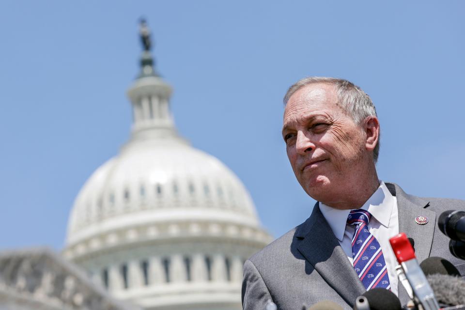 Rep. Andy Biggs, R-Ariz., speaks during a press conference on the House Jan. 6 committee hearings on June 15, 2022.