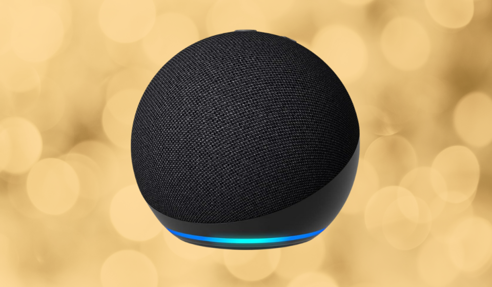 Amazon Echo Dot with blue light on bottom