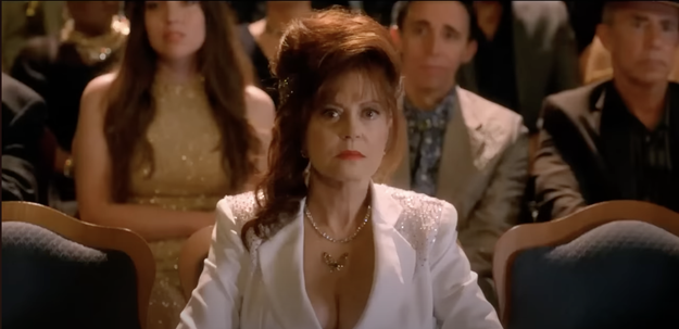 Susan Sarandon as Dottie in "Monarch" staring forward with an upset look on her face